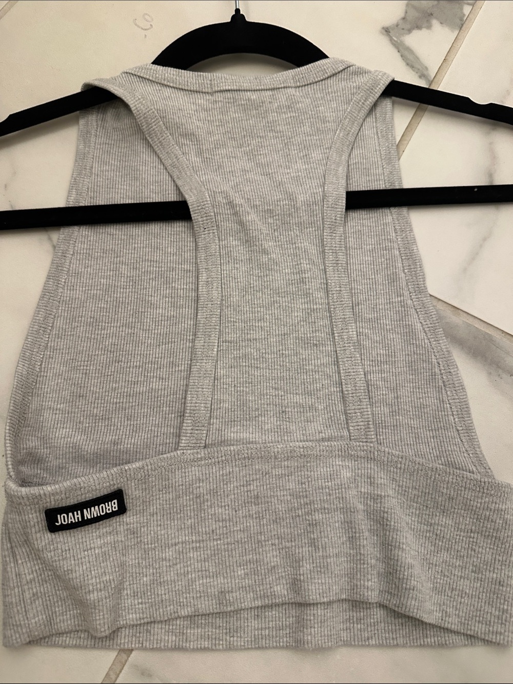 Joah Brown Heather Light Gray Ribbed Crop Tank & Leggings Set - Picture 4 of 12